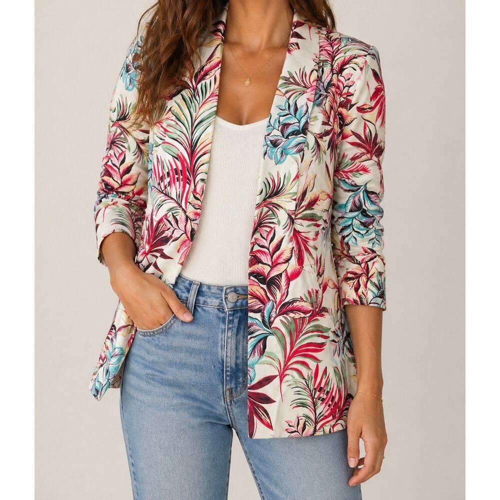 Tahari Arthur S. Levine Floral Fantasy Open Front Blazer - Size M